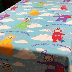 Vintage 1998 TELETUBBIES Big Hug TWIN Flat Top Bedsheet CONDITION Fabric Yardage